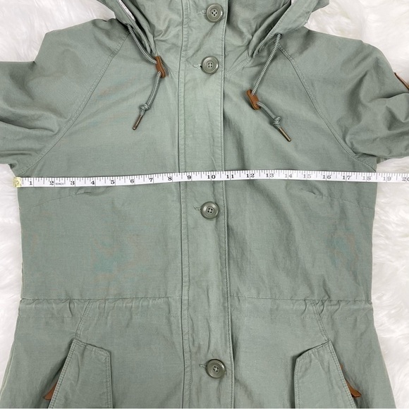 COLUMBIA Cotton Blend Spring/Fall Jacket Sage Green with Brown Leather Detail - Picture 15 of 16